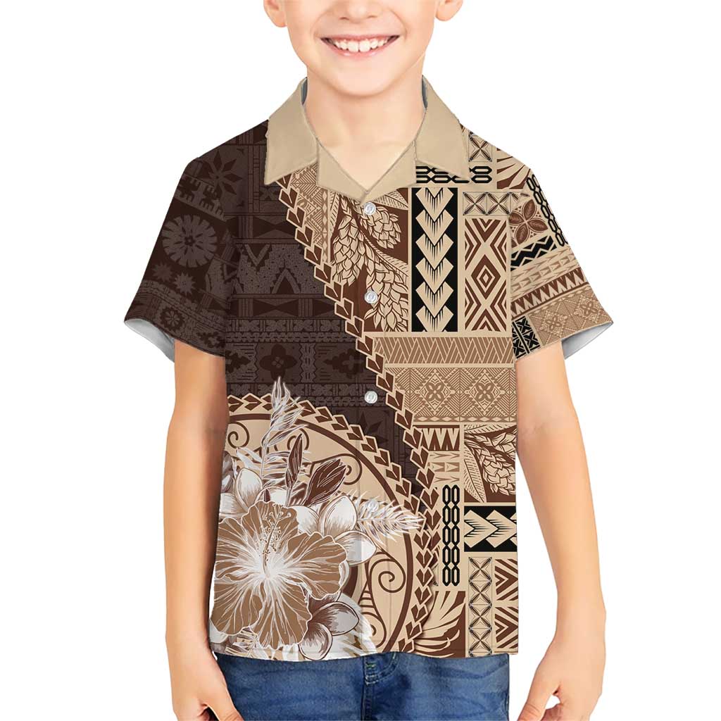 Samoa Siapo Elegant Hawaiian Shirt Hibiscus Chocolate Brown Motifs LT05 - Polynesian Pride