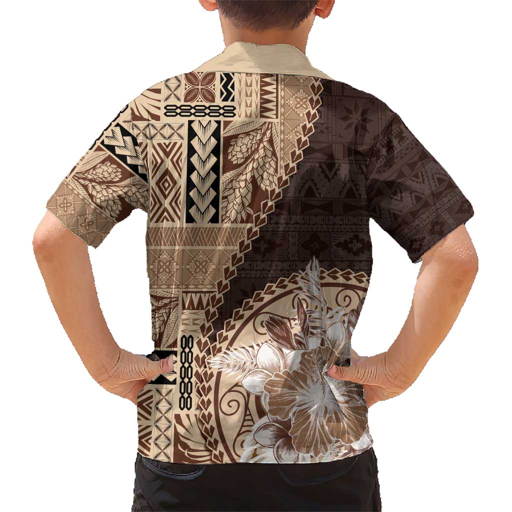Samoa Siapo Elegant Hawaiian Shirt Hibiscus Chocolate Brown Motifs LT05 - Polynesian Pride