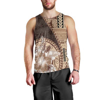 Samoa Siapo Elegant Men Tank Top Hibiscus Chocolate Brown Motifs LT05 - Polynesian Pride