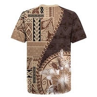 Samoa Siapo Elegant Rugby Jersey Hibiscus Chocolate Brown Motifs LT05 - Polynesian Pride