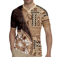 Samoa Siapo Elegant Rugby Jersey Hibiscus Chocolate Brown Motifs LT05 - Polynesian Pride