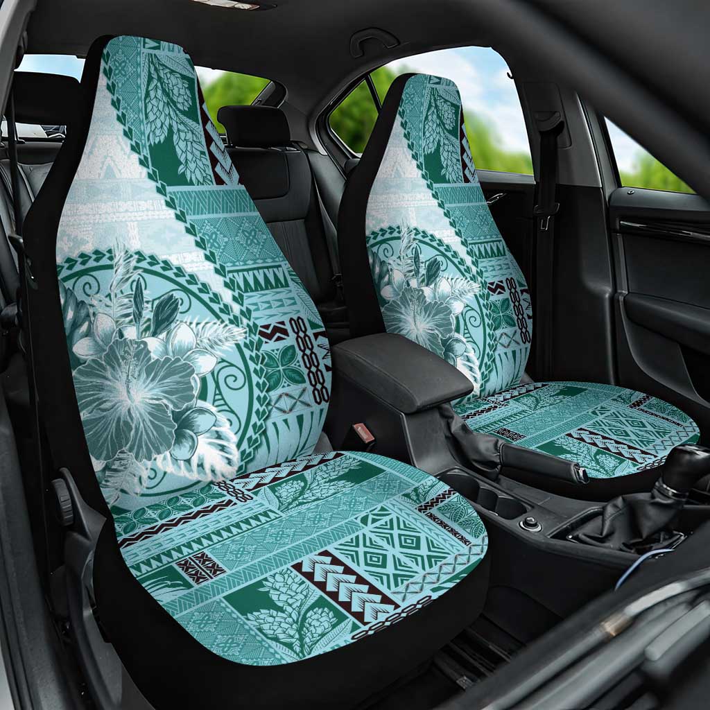 Samoa Siapo Elegant Car Seat Cover Hibiscus Teal Motifs LT05 One Size Teal - Polynesian Pride