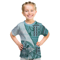 Samoa Siapo Elegant Kid T Shirt Hibiscus Teal Motifs LT05 Teal - Polynesian Pride