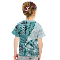 Samoa Siapo Elegant Kid T Shirt Hibiscus Teal Motifs LT05 - Polynesian Pride
