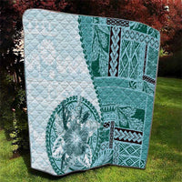 Samoa Siapo Elegant Quilt Hibiscus Teal Motifs LT05 - Polynesian Pride