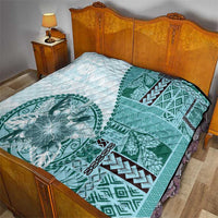 Samoa Siapo Elegant Quilt Hibiscus Teal Motifs LT05 - Polynesian Pride