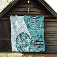Samoa Siapo Elegant Quilt Hibiscus Teal Motifs LT05 - Polynesian Pride