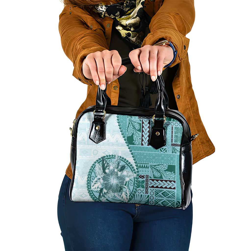 Samoa Siapo Elegant Shoulder Handbag Hibiscus Teal Motifs LT05 One Size Teal - Polynesian Pride