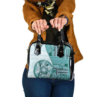 Samoa Siapo Elegant Shoulder Handbag Hibiscus Teal Motifs LT05 One Size Teal - Polynesian Pride