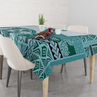 Samoa Siapo Elegant Tablecloth Hibiscus Teal Motifs LT05 - Polynesian Pride