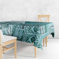 Samoa Siapo Elegant Tablecloth Hibiscus Teal Motifs LT05 - Polynesian Pride