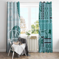 Samoa Siapo Elegant Window Curtain Hibiscus Teal Motifs LT05 - Polynesian Pride