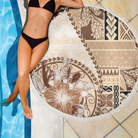 Samoa Siapo Elegant Beach Blanket Hibiscus Beige Motifs LT05 - Polynesian Pride