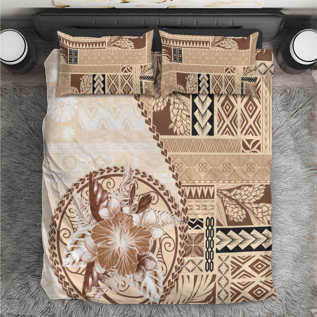 Samoa Siapo Elegant Bedding Set Hibiscus Beige Motifs LT05 Beige - Polynesian Pride