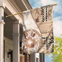 Samoa Siapo Elegant Garden Flag Hibiscus Beige Motifs LT05 House Flag Beige - Polynesian Pride