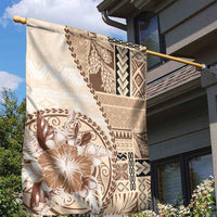 Samoa Siapo Elegant Garden Flag Hibiscus Beige Motifs LT05 - Polynesian Pride