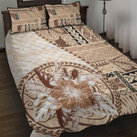 Samoa Siapo Elegant Quilt Bed Set Hibiscus Beige Motifs LT05 Beige - Polynesian Pride