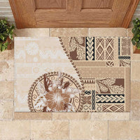 Samoa Siapo Elegant Rubber Doormat Hibiscus Beige Motifs LT05 Beige - Polynesian Pride