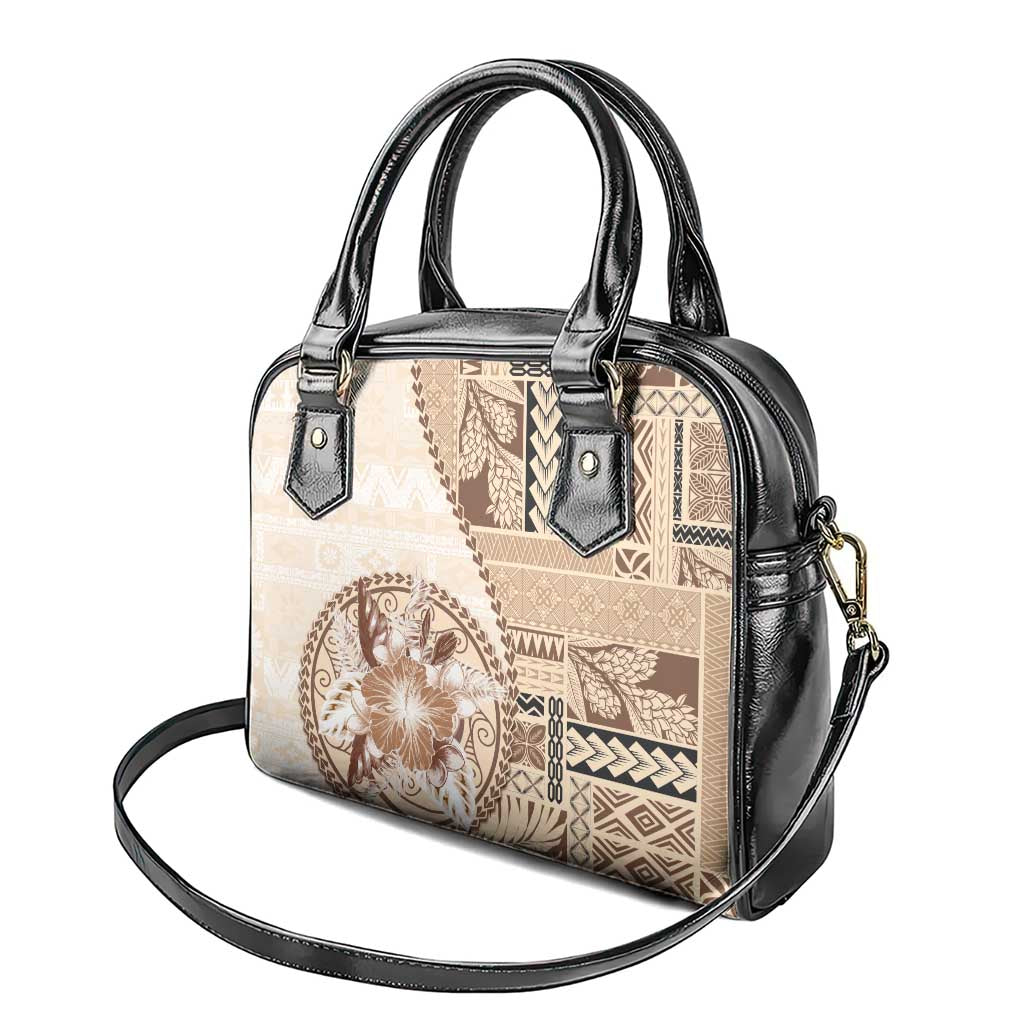 Samoa Siapo Elegant Shoulder Handbag Hibiscus Beige Motifs LT05 - Polynesian Pride