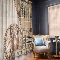 Samoa Siapo Elegant Window Curtain Hibiscus Beige Motifs LT05 - Polynesian Pride