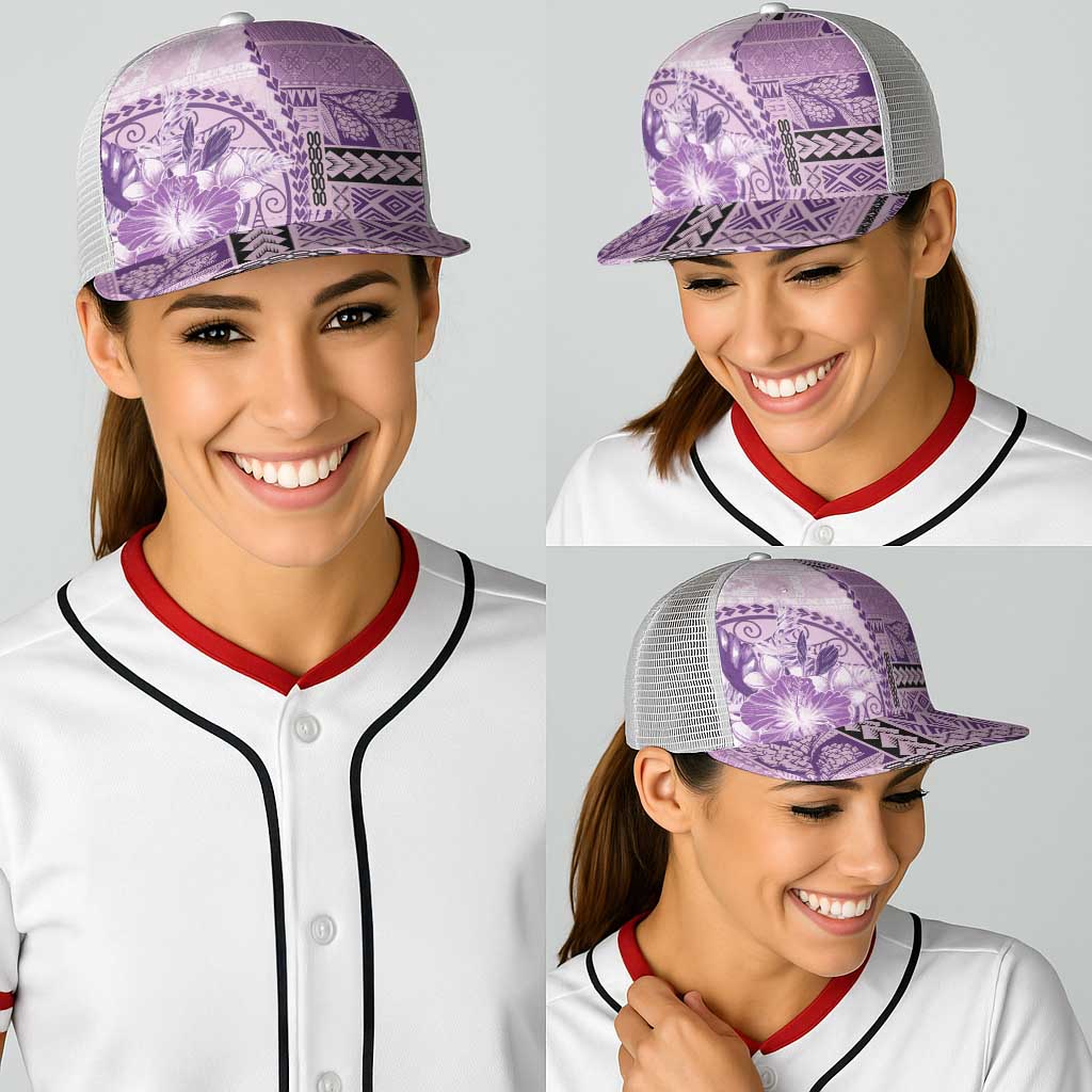 Samoa Siapo Elegant Baseball Net Cap Hibiscus Violet Motifs LT05 - Polynesian Pride
