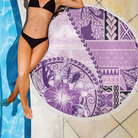 Samoa Siapo Elegant Beach Blanket Hibiscus Violet Motifs LT05 - Polynesian Pride