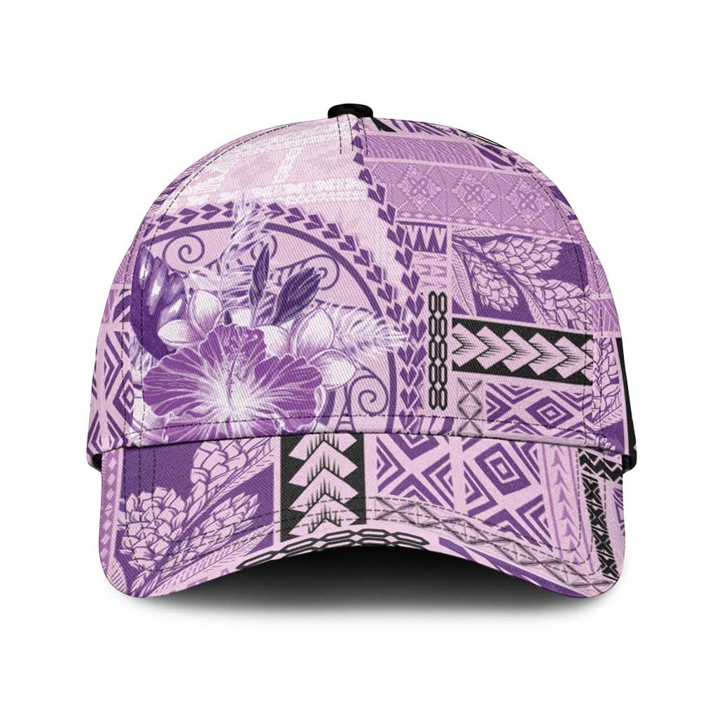 Samoa Siapo Elegant Classic Cap Hibiscus Violet Motifs LT05 Universal Fit Violet - Polynesian Pride