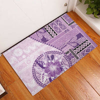Samoa Siapo Elegant Rubber Doormat Hibiscus Violet Motifs LT05 - Polynesian Pride