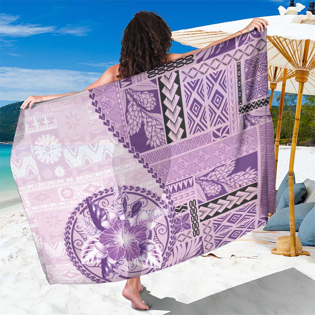 Samoa Siapo Elegant Sarong Hibiscus Violet Motifs LT05 One Size 44 x 66 inches Violet - Polynesian Pride
