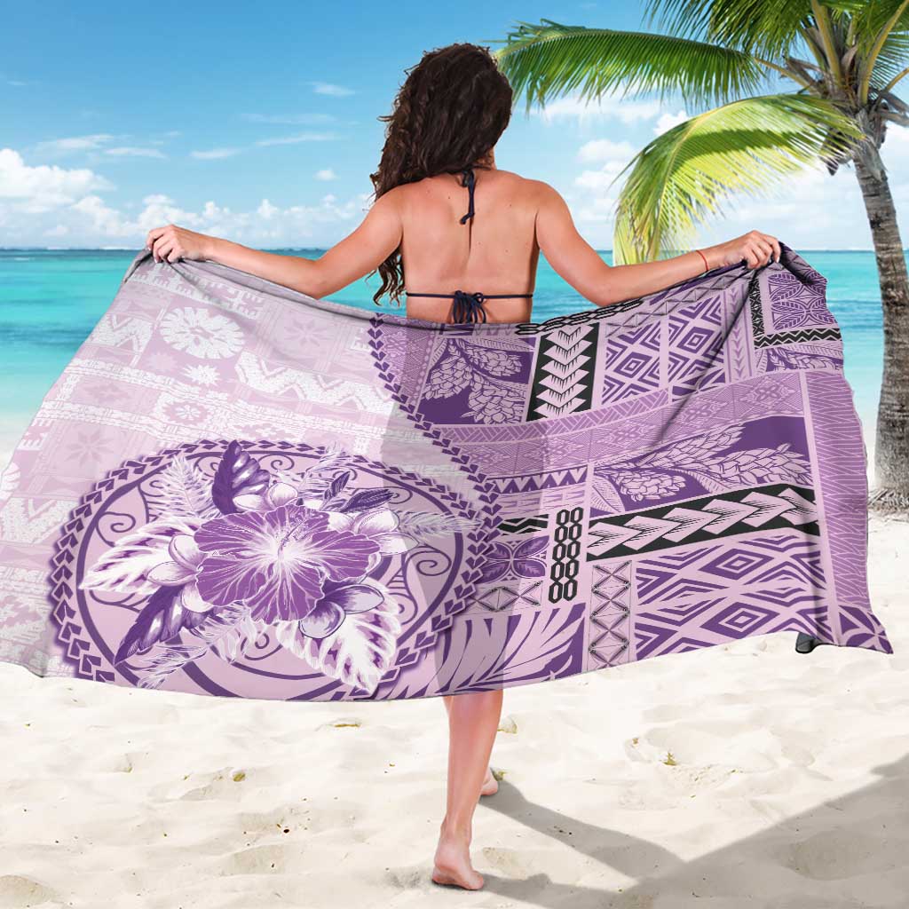 Samoa Siapo Elegant Sarong Hibiscus Violet Motifs LT05 - Polynesian Pride
