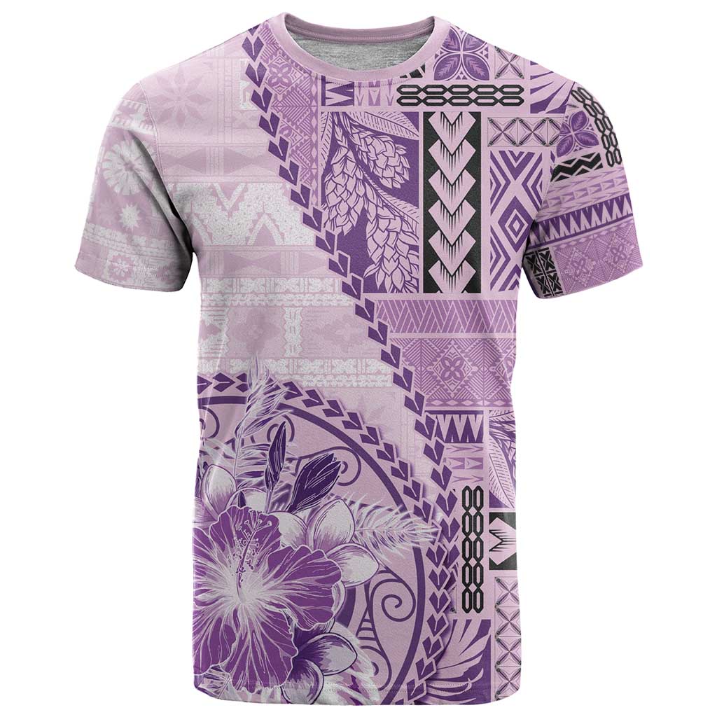 Samoa Siapo Elegant T Shirt Hibiscus Violet Motifs LT05 Violet - Polynesian Pride