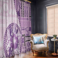 Samoa Siapo Elegant Window Curtain Hibiscus Violet Motifs LT05 - Polynesian Pride
