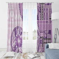 Samoa Siapo Elegant Window Curtain Hibiscus Violet Motifs LT05 - Polynesian Pride
