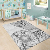 Samoa Siapo Elegant Area Rug Hibiscus White Motifs LT05 - Polynesian Pride