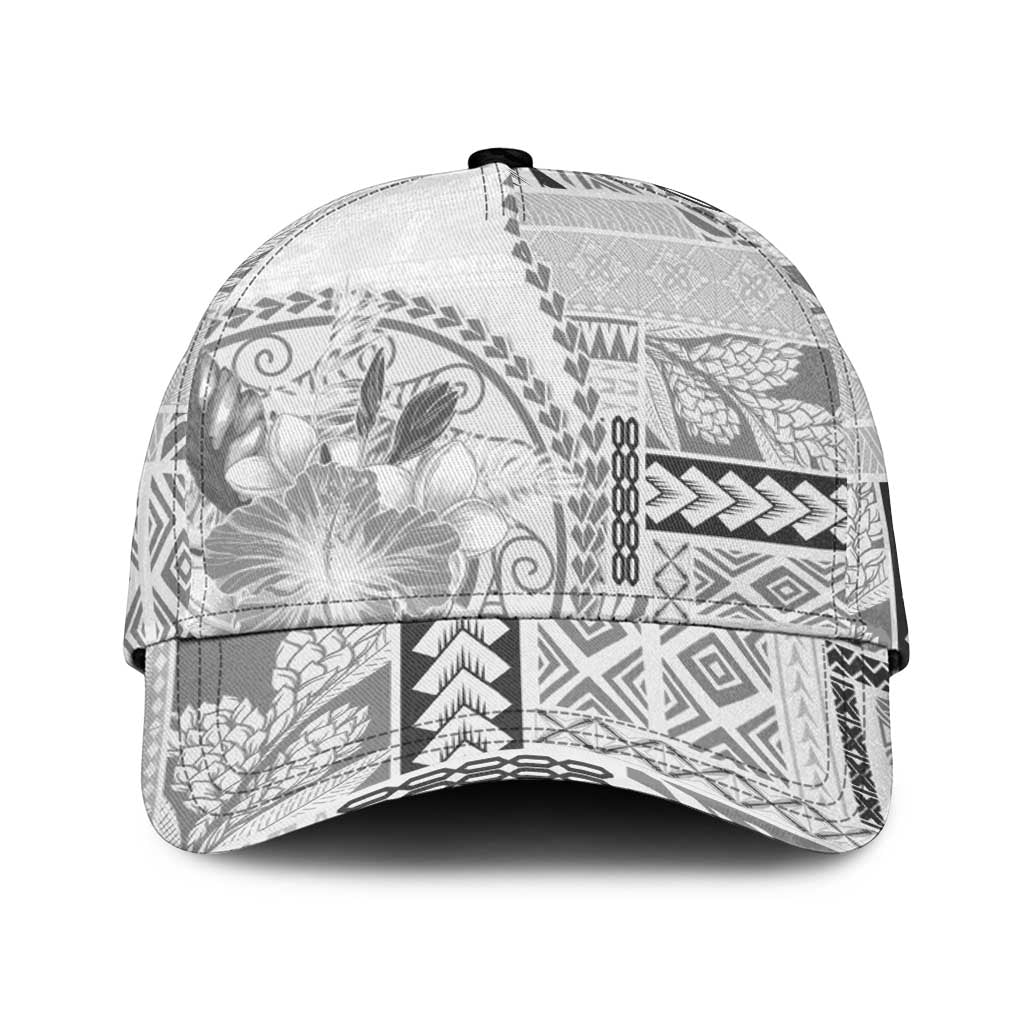 Samoa Siapo Elegant Classic Cap Hibiscus White Motifs LT05 Universal Fit White - Polynesian Pride