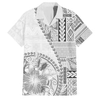 Samoa Siapo Elegant Hawaiian Shirt Hibiscus White Motifs LT05 White - Polynesian Pride