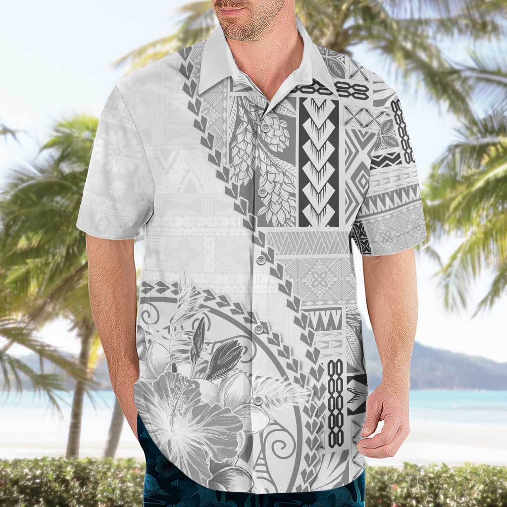 Samoa Siapo Elegant Hawaiian Shirt Hibiscus White Motifs LT05 - Polynesian Pride