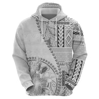 Samoa Siapo Elegant Hoodie Hibiscus White Motifs LT05 - Polynesian Pride