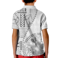Samoa Siapo Elegant Kid Polo Shirt Hibiscus White Motifs LT05 - Polynesian Pride