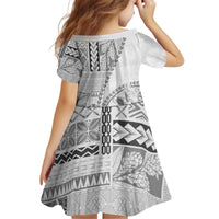 Samoa Siapo Elegant Kid Short Sleeve Dress Hibiscus White Motifs LT05 - Polynesian Pride
