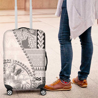 Samoa Siapo Elegant Luggage Cover Hibiscus White Motifs LT05 White - Polynesian Pride