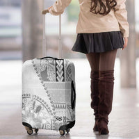 Samoa Siapo Elegant Luggage Cover Hibiscus White Motifs LT05 - Polynesian Pride