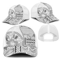 Samoa Siapo Elegant Mesh Trucker Cap Hibiscus White Motifs LT05 - Polynesian Pride