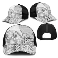 Samoa Siapo Elegant Mesh Trucker Cap Hibiscus White Motifs LT05 - Polynesian Pride