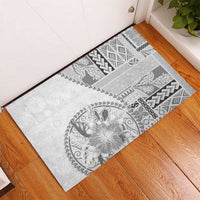 Samoa Siapo Elegant Rubber Doormat Hibiscus White Motifs LT05 - Polynesian Pride