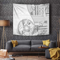 Samoa Siapo Elegant Tapestry Hibiscus White Motifs LT05 White - Polynesian Pride