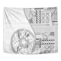 Samoa Siapo Elegant Tapestry Hibiscus White Motifs LT05 - Polynesian Pride