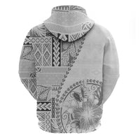 Samoa Siapo Elegant Zip Hoodie Hibiscus White Motifs LT05 - Polynesian Pride