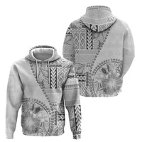 Samoa Siapo Elegant Zip Hoodie Hibiscus White Motifs LT05 - Polynesian Pride