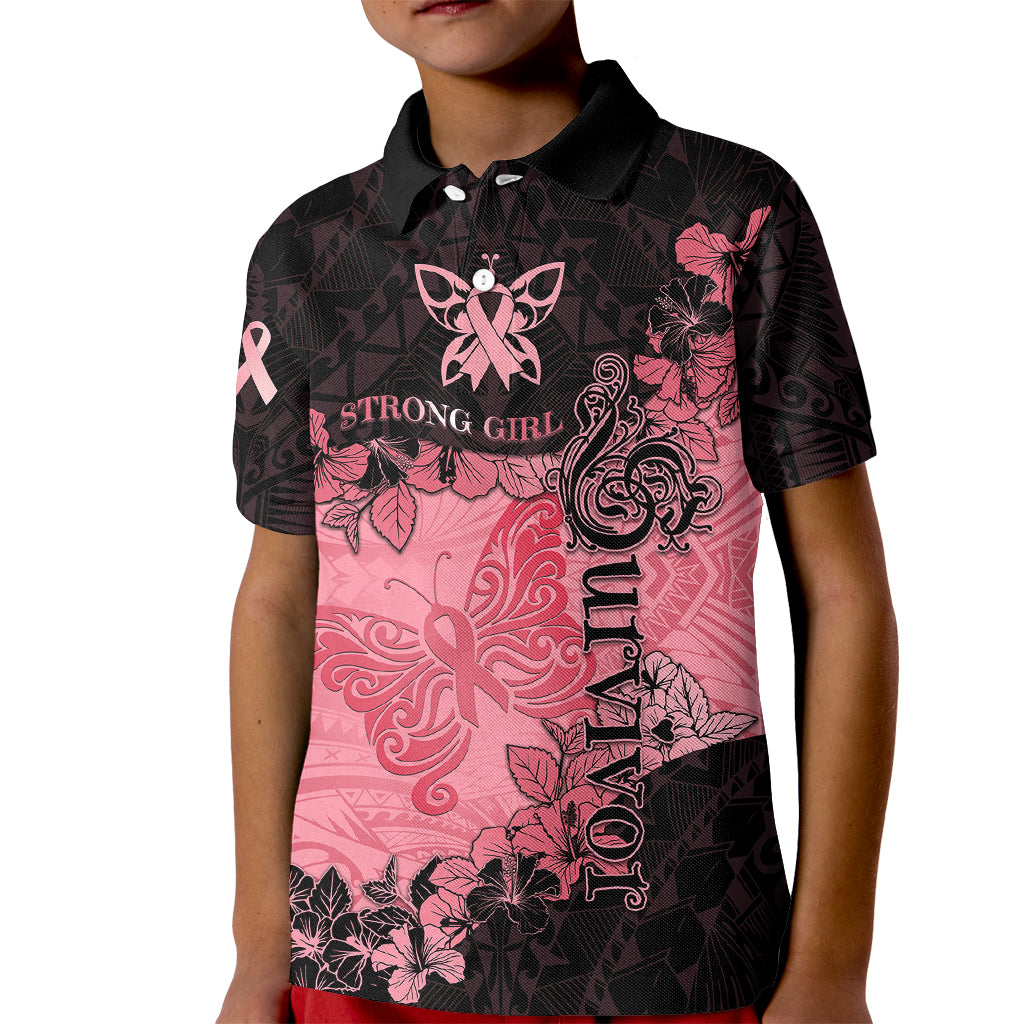 Breast Cancer Kid Polo Shirt Survivor Polynesian Ribbon Butterfly LT05 Kid Pink - Polynesian Pride